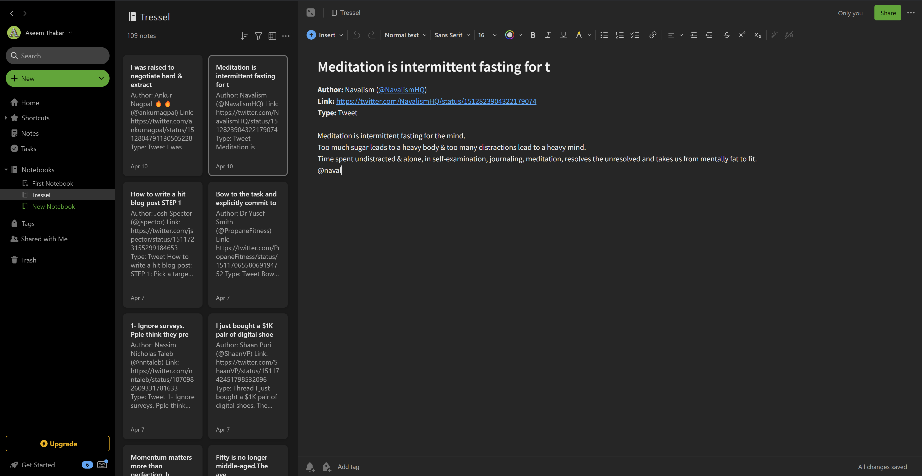Inbox user interface