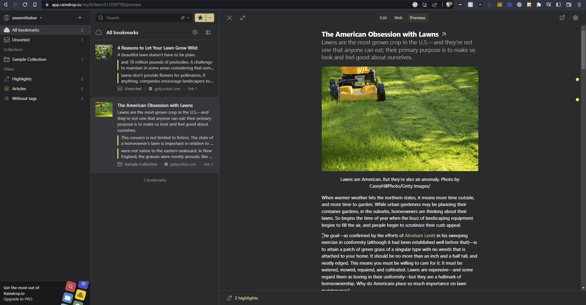 Customer profile user interface